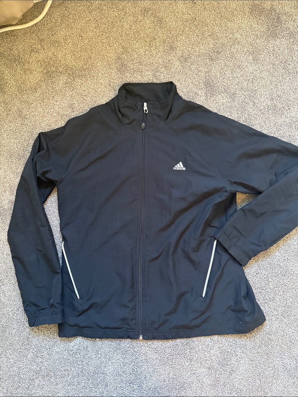 Adidas Woman's  Black Windbreaker Jacket with White Trim